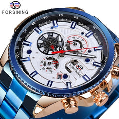 Forsining Three Dial Calendar Stainless Steel watch