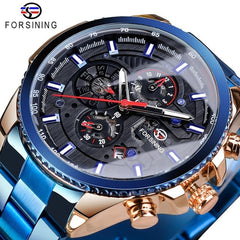 Forsining Three Dial Calendar Stainless Steel watch