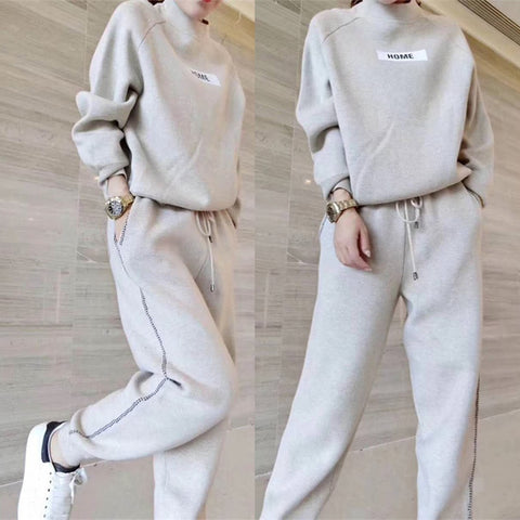 FNC autumn winter Woolen and Cashmere Knitted warm Suit