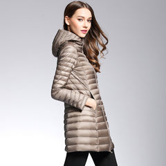 Woman Spring Padded Hooded Long Jacket