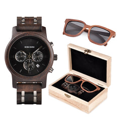 BOBO BIRD Wooden Watches+Men Sunglasses