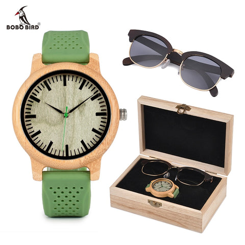BOBO BIRD Wood Women Watches+Sunglasses